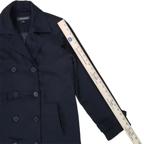 1 Madison Lightweight Womens Small Black Trench Coat Paisley Lining Pockets