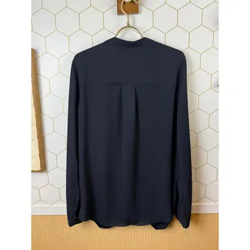 Maeve by Anthropologie Navy Tailored Front Cross Blouse - Size - 14