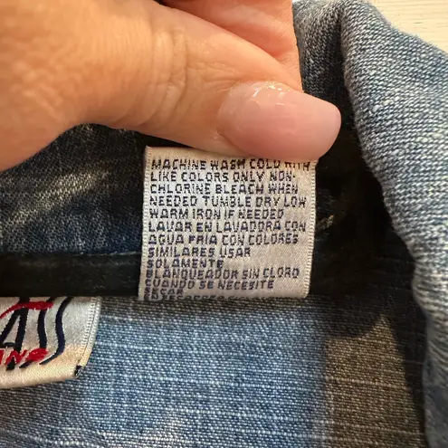 Bill Blass Vintage  Denim Cotton Full Zip Short Sleeve Top Blouse Plus Size 2X