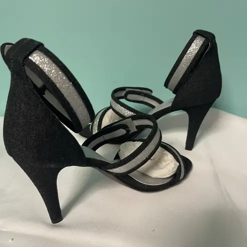 Madewell Beacon Ramona Sandal Heeled Strappy Black And‎ Silver Sz 11