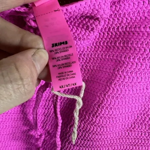 SKIMS Taffy Hot Pink Chrochet Swim Mini Skirt Cover Up NWOT Women’s Sz 4X Beach