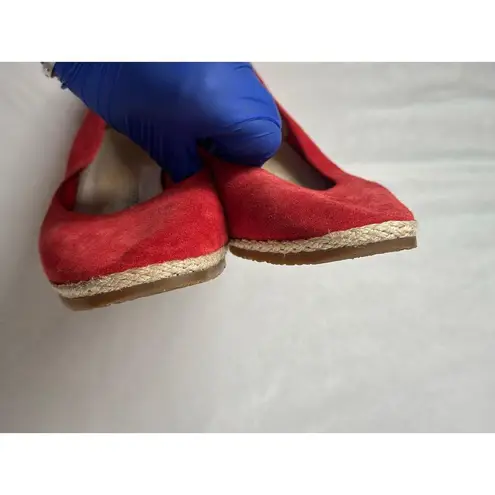 Salvatore Ferragamo Red Suede Sqaure Toe Wedge Heels Espadrilles Limited Edition