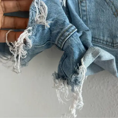 Levi's  Ribcage Shorts Button Fly Distressed Fray Hem 25