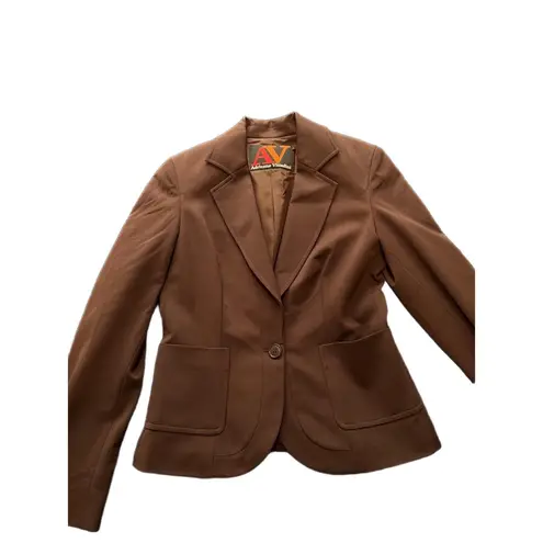 Adrienne Vittadini Brown Single-button Notched Lapel Blazer Jacket 4