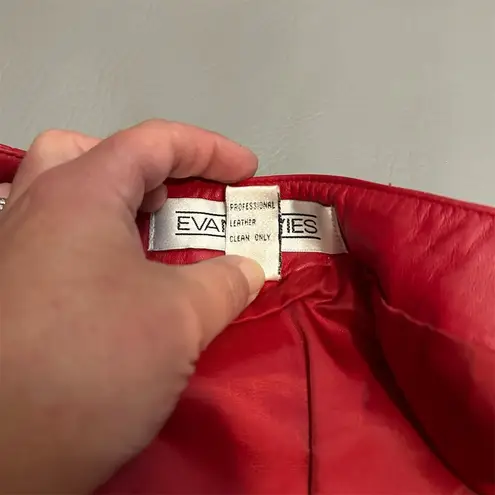 Vintage Deadstock Women's Red Leather Pencil Skirt Size 12 Knee Length