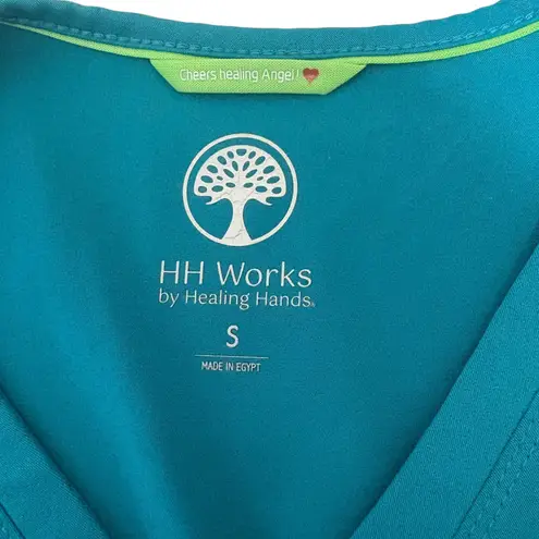 HH Works Womens Scrub Top S Teal Pockets Monica Style 2500 Medical Uniform Nurse Blue
