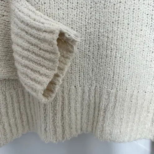Madewell  Montford Fringe‎ Pullover Sweater, Pearl Ivory, Size L, Women’s Cropped