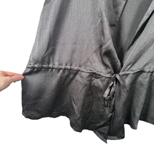 Z Cavaricicci Grey Satin Vest Open Front Tie Waist Womens Plus Size 3x Gray