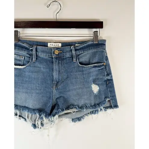 Frame Womens Shorts Blue Le Cut Off Valle Denim Mid Rise Distressed Raw Hem 28