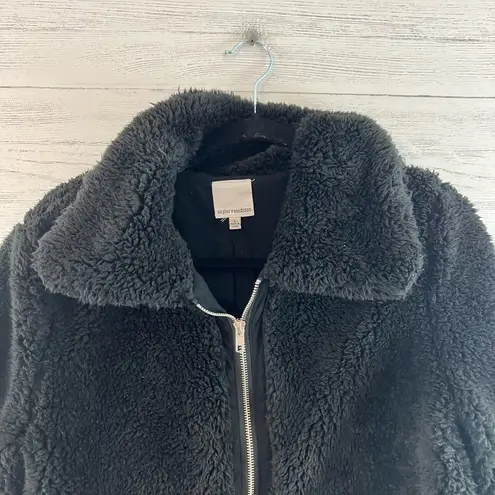 Skylar + Madison  Black Faux Fur Full Zip Jacket Size L