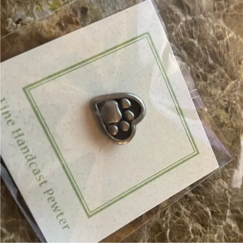 Silver Heart Paw Print tack pin