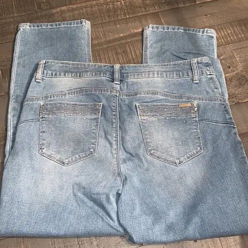 Chico's  So Lifting Jeweled Blue Capri Jeans Size 1X