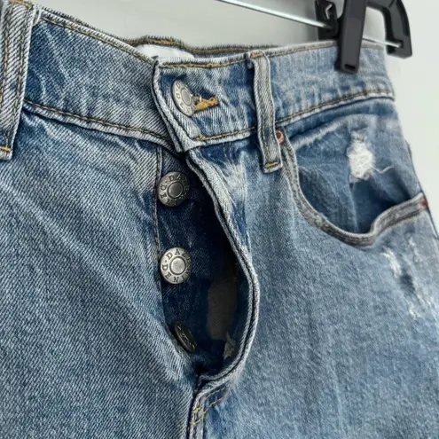 DAZE Dads Girl Eco Distressed Cuffed Mom Shorts Blue Size 26