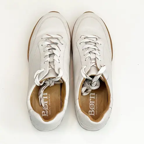 BORN Alma Leather Cream Textured Gum Sole Lace Up Sneakers Women’s Size 8.5 White