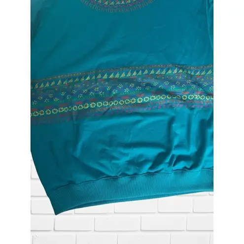 Belvedere Women's Size Lā Mockneck 80s Print Pullover Sweatshirt Bright Blue Geo Size L - Image 3