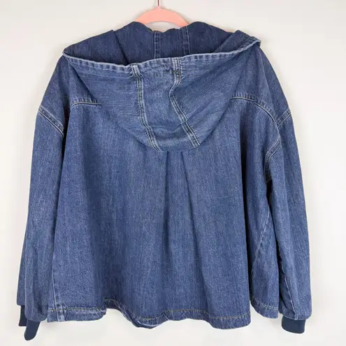 NWT Ruti Relaxed Denim Hooded Jacket Zip Up Slouchy Size Small/ Medium Blue