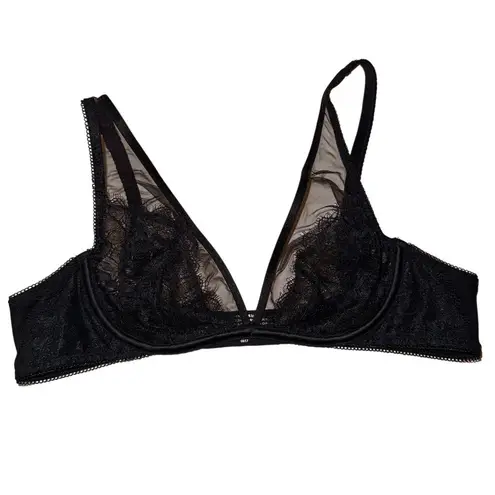 Soma Women's Plunge Bra 34A Black Semi Sheer Breathtaking Unlined Wireless Lace Size undefined