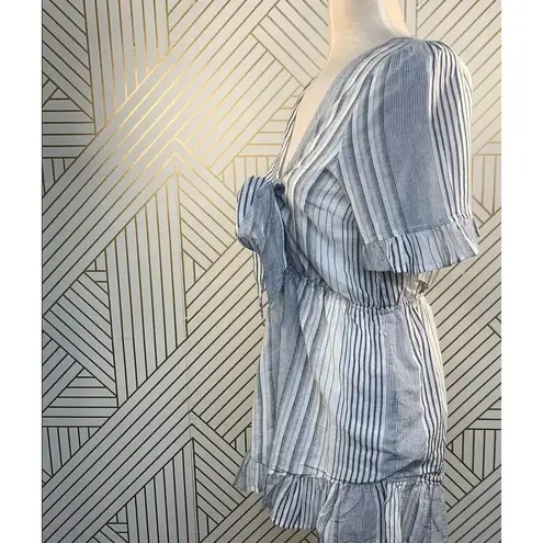 Lucca Couture Front Tie Short Sleeve Stripe Romper