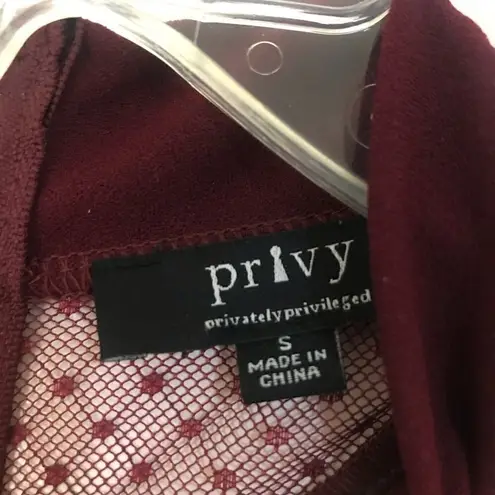 Privy Burgundy Red Sheer Mock Neck Bodycon Dress