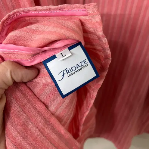 Fridaze Pink Linen Striped Button Up Top Sz L Size L - Image 6