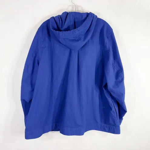 Pacific&Co Denim  Plus Size 3X Jacket Royal Blue Full Zip Hooded Pockets Windbreaker 1367