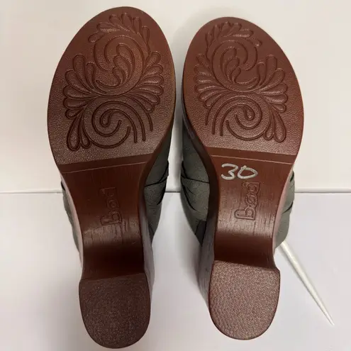 BOC BORN CONCEPT Clogs Sz 7M Grey Faux Suede Block Heel Slip On Shoes Gray