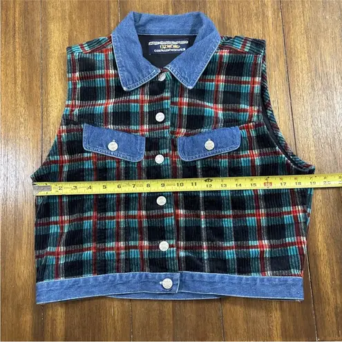 Vintage Public Clothing Company Corduroy and Denim Vest Women's Size Large Blue