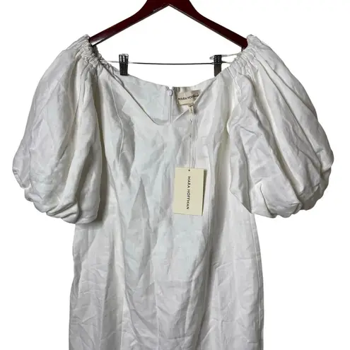 Mara Hoffman NWT White Linen NAMARI Pencil DRESS Puff sleeve sz 12