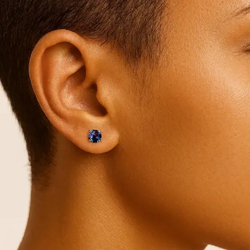 Blue Iridescent CZ Barbell Earrings – 20G Surgical Steel Studs | 3mm