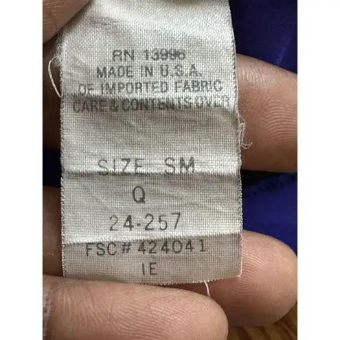 Vintage Satiny Lace Nightgown Side Slit Sexy Romantic Neglige’ Sapphire Blue