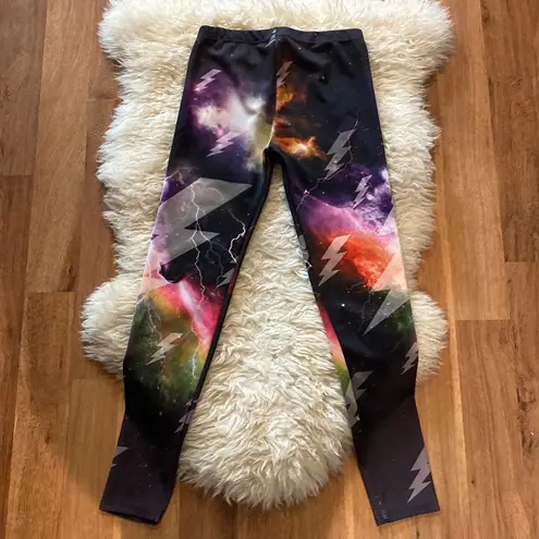 Poetry Funky Lightning Bolt Stretchy Leggings EUC Sz Small Colorful Elastic
