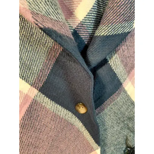 Chic Plaid Poncho Cape Scarf Wrap Button Closure Fringe Trim For Women Pink Size XL