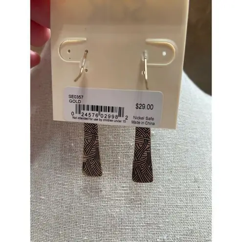 The Sak NWT Gold Lightly Hammered Bar Dangle Earrings