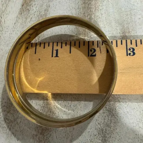 Monet Set Of 2 Vintage Signed Gold Tone White Black Slender Bangle Bracelets