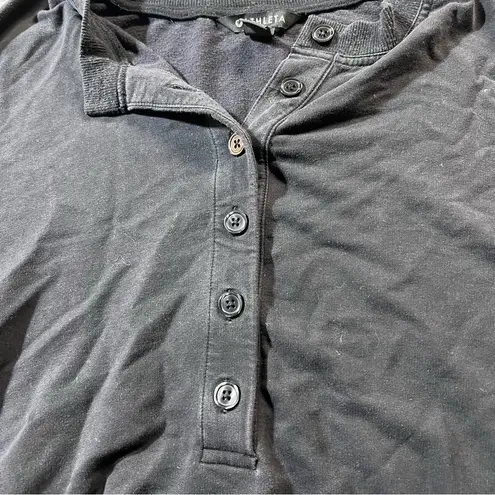 Athleta  Women’s Black Long Sleeve Henley Sweatshirt Size Small EUC