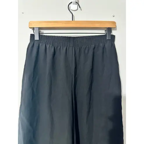 Donna Karan Black Wide Leg Cropped Pants Lace Trim Elastic Waist XXS