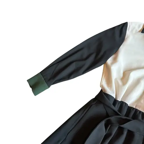 Chinti & Parker Long Sleeve Color Block Dress Knee Length w/ Belt Size 4 Women's Black