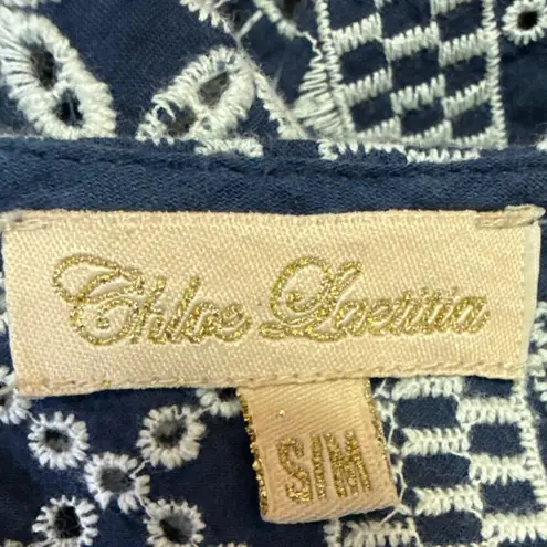 Chloe Laetitia Blue Sleeveless Ruffle Eyelet Cami Camisole Mini Tank Dress S/M