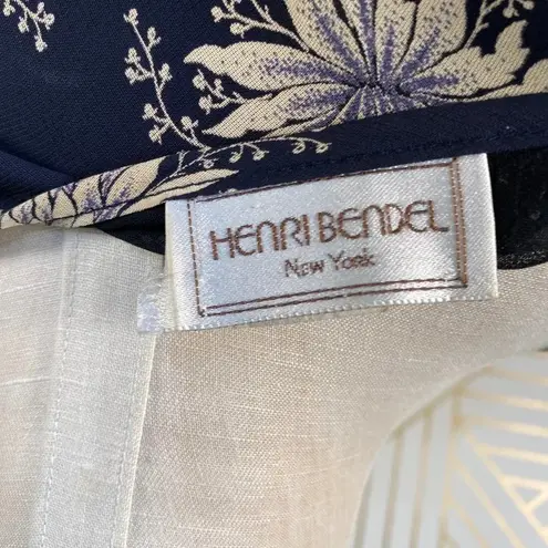 Henri Bendel Vintage 1990's Navy Blue Floral Dress