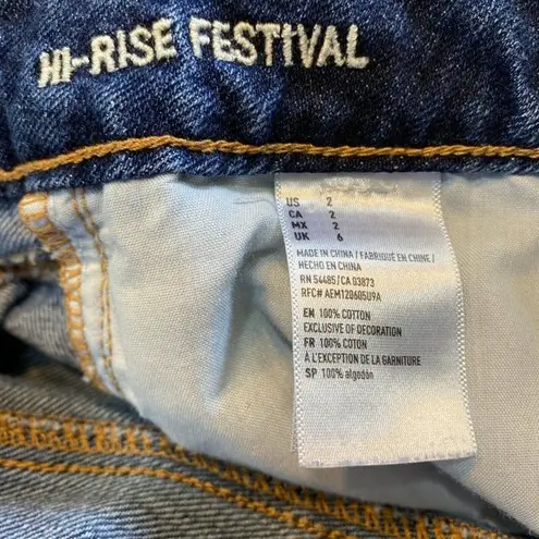 American Eagle  Shorts 2 Hi-Rise Distressed Crochet Lace‎ Fray Hem Festival