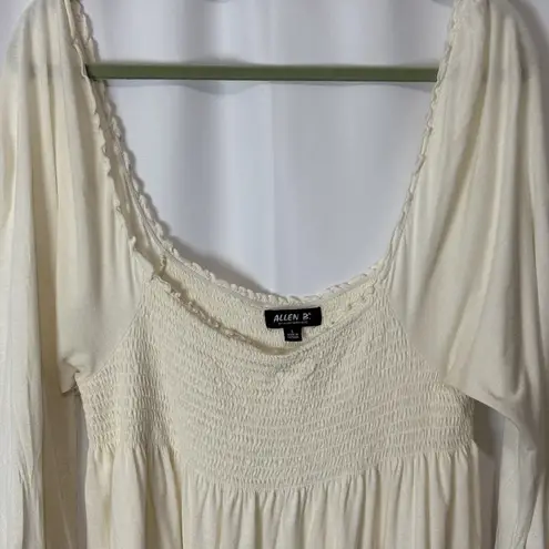 Allen B Schwartz Lrg Beige Neutral Off Shoulder Smocked Peplum Babydoll Milkmaid White Size L