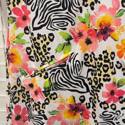IBKUL Floral Animal Print Sleeveless Dress Size M Golf UPF Athletic quarter Zip White Size M