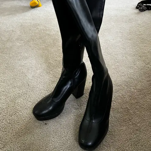 MIA  Faux Leather Stretch Sock Platform Boots