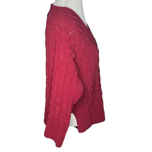 Ethereal Cable Knit Sweater Red Maroon Size Large