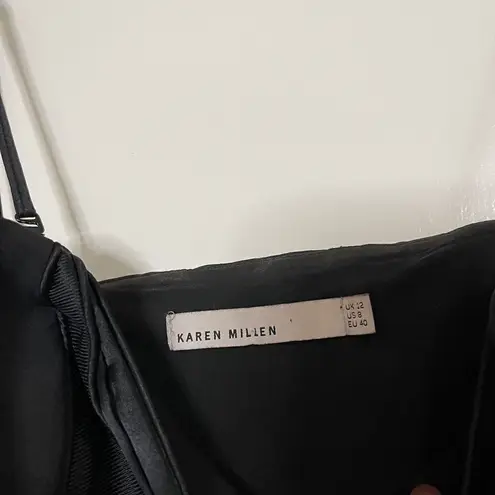 Karen Millen Black bodice Sleeveless cocktail asymmetric drape dress size US 8