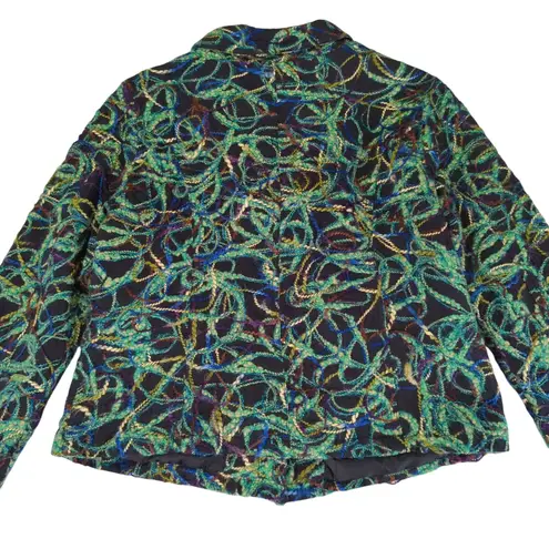 Vintage Kaktus Wearable Art Button Front Jacket Maximalist Women's Size XL Black