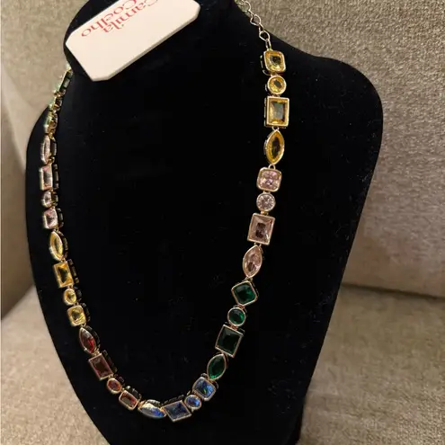 Camila Coelho NWT Gemstone Jewel Bejeweled Multicolor Rainbow Gold Necklace