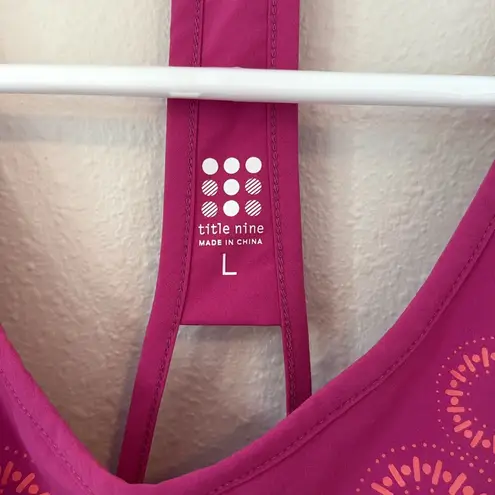 Title Nine Nimblene Tank Top Racerback Pink Built in Bra Large