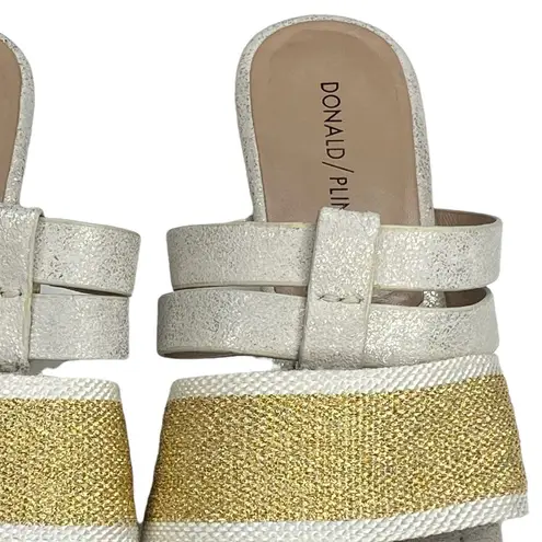 Donald Pliner Donald J Pliner ᪥ Dara Mesh Wedge Leather Sandals ᪥ Silver Gold Metallic ᪥ 8.5M