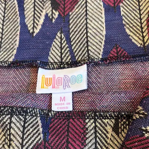 LuLaRoe  CASSIE Pencil Skirt Burgundy Navy Tan Leaf Pattern Size MEDIUM